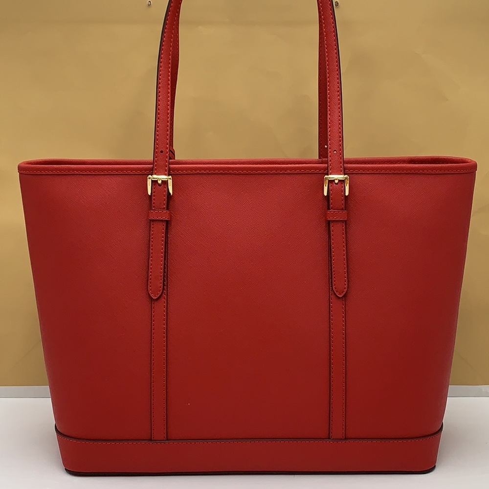MICHAEL KORS JET SET TRAVEL LARGE TOP ZIP SHOULDER TOTE FLAME COLOR - Picture 2 of 14